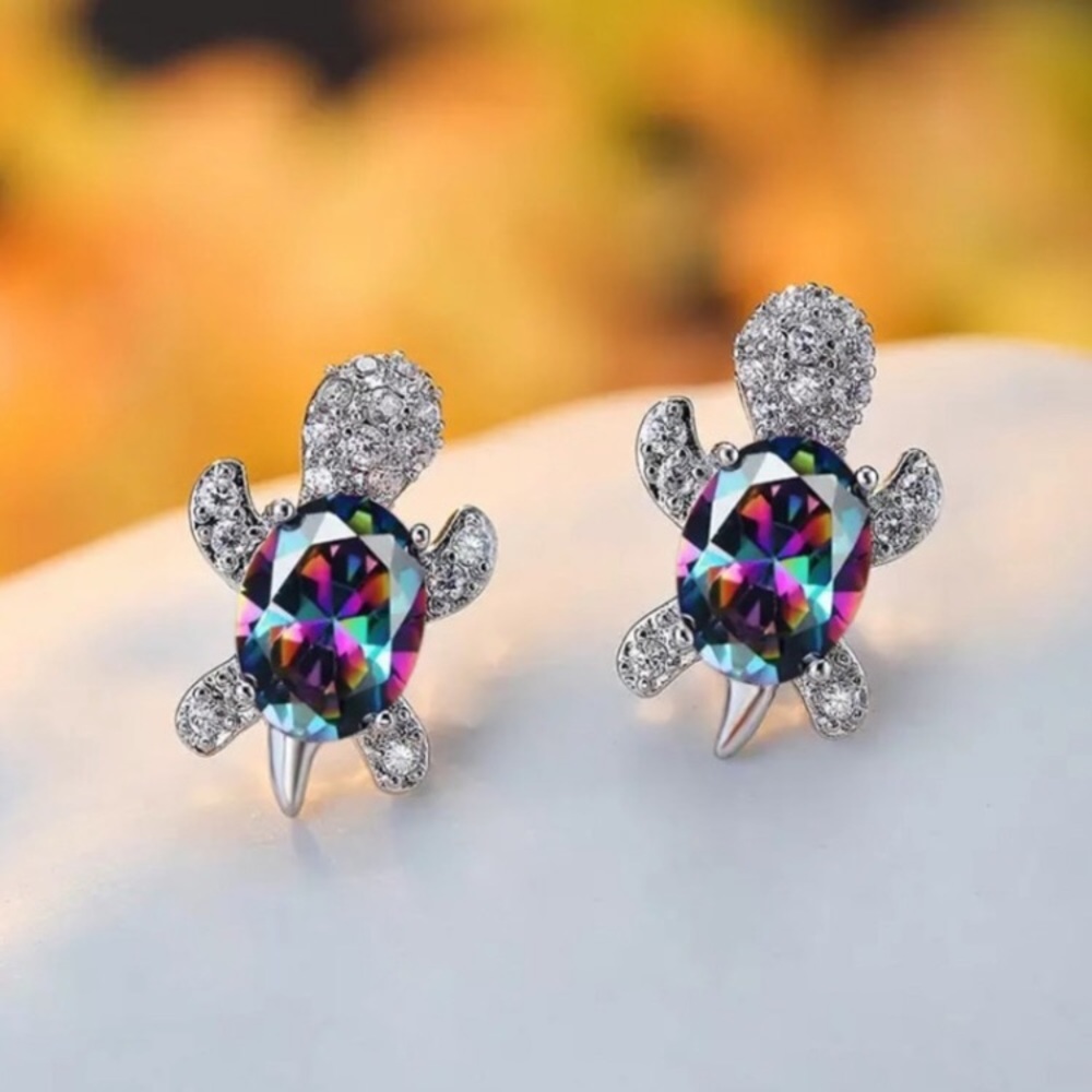 âJust Keep Swimmingâ Colorful Turtle Stud Earrings - Picture 11 of 11